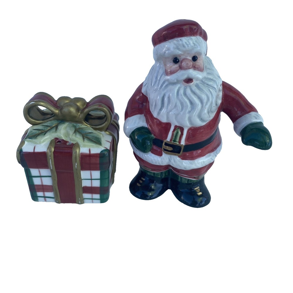 Vtg‎ Fitz and Floyd Salt Pepper Shakers Christmas Ceramic Santa